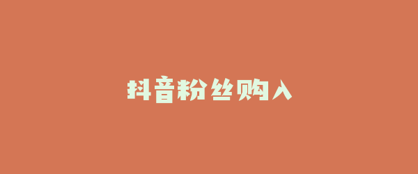 抖音粉丝购入