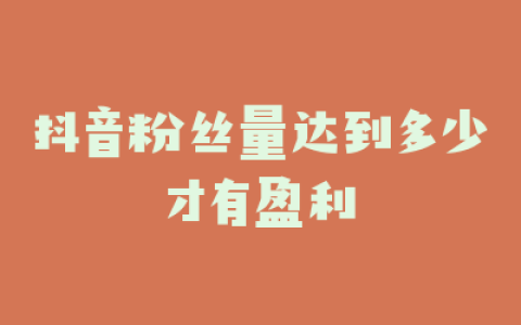 抖音粉丝量达到多少才有盈利