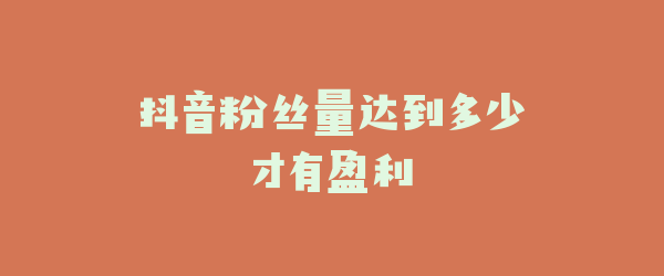 抖音粉丝量达到多少才有盈利
