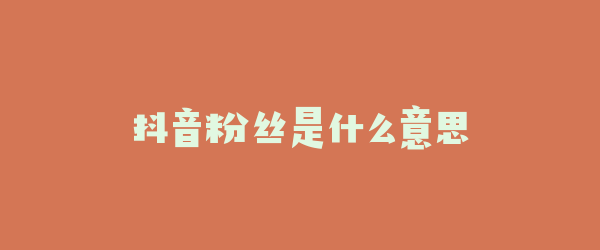 抖音粉丝是什么意思