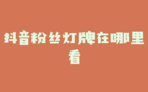 抖音粉丝灯牌在哪里看