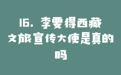 16. 李要得西藏文旅宣传大使是真的吗