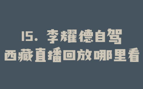 15. 李耀德自驾西藏直播回放哪里看