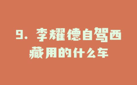 9. 李耀德自驾西藏用的什么车