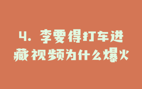 4. 李要得打车进藏视频为什么爆火