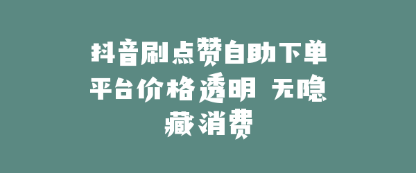抖音刷点赞自助下单平台价格透明 无隐藏消费