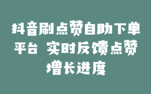 抖音刷点赞自助下单平台 实时反馈点赞增长进度
