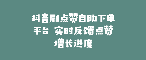 抖音刷点赞自助下单平台 实时反馈点赞增长进度