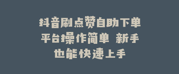 抖音刷点赞自助下单平台操作简单 新手也能快速上手