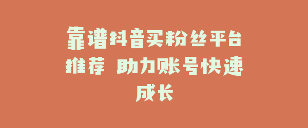 靠谱抖音买粉丝平台推荐 助力账号快速成长