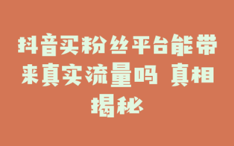 抖音买粉丝平台能带来真实流量吗 真相揭秘