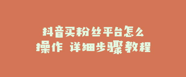 抖音买粉丝平台怎么操作 详细步骤教程