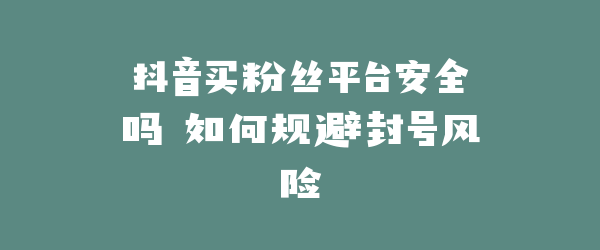 抖音买粉丝平台安全吗 如何规避封号风险