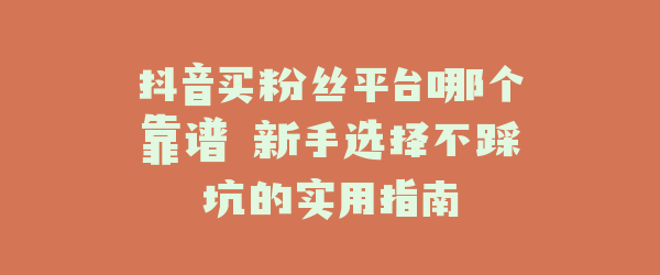 抖音买粉丝平台哪个靠谱 新手选择不踩坑的实用指南