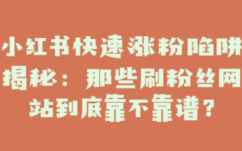 小红书快速涨粉陷阱揭秘：那些刷粉丝网站到底靠不靠谱？