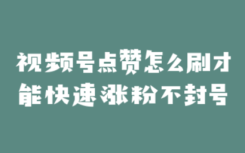 视频号点赞怎么刷才能快速涨粉不封号