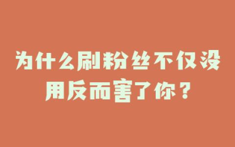 为什么刷粉丝不仅没用反而害了你？