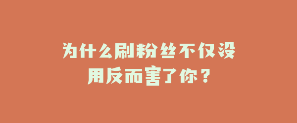 为什么刷粉丝不仅没用反而害了你？