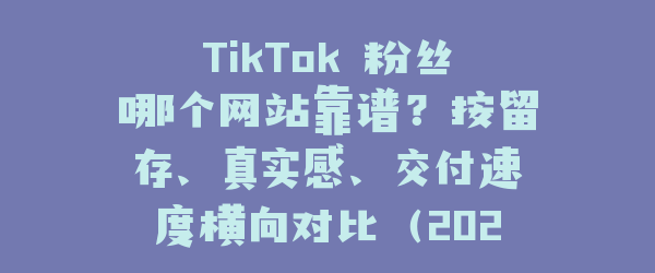 TikTok 粉丝哪个网站靠谱？按留存、真实感、交付速度横向对比（2026）｜ Fansgurus