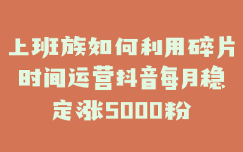 上班族如何利用碎片时间运营抖音每月稳定涨5000粉