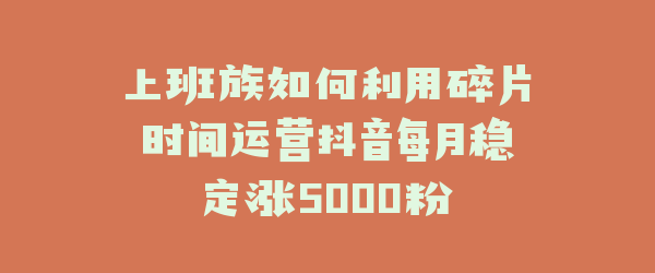 上班族如何利用碎片时间运营抖音每月稳定涨5000粉