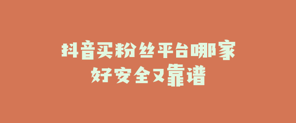 抖音买粉丝平台哪家好安全又靠谱
