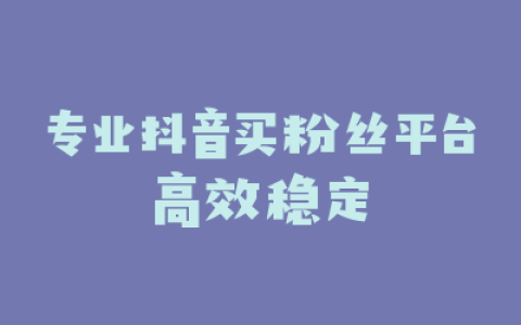 专业抖音买粉丝平台高效稳定