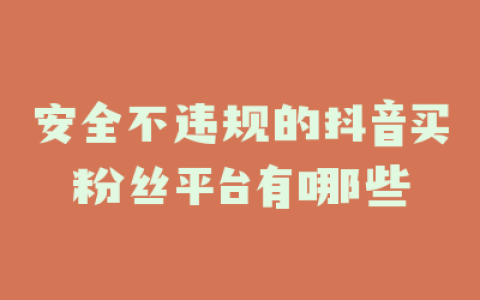 安全不违规的抖音买粉丝平台有哪些
