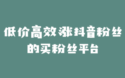低价高效涨抖音粉丝的买粉丝平台
