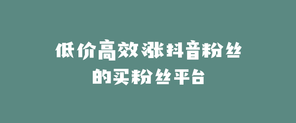 低价高效涨抖音粉丝的买粉丝平台