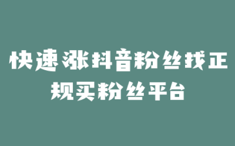 快速涨抖音粉丝找正规买粉丝平台
