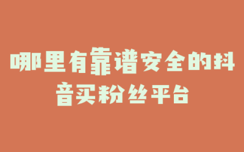 哪里有靠谱安全的抖音买粉丝平台