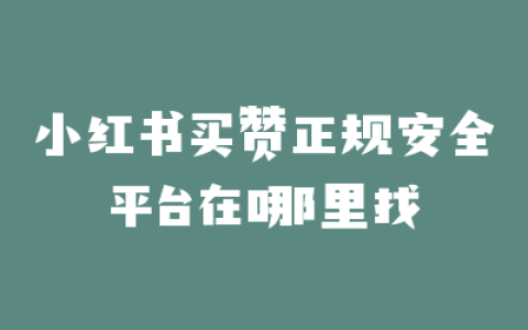 小红书买赞正规安全平台在哪里找