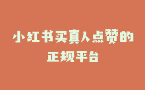 小红书买真人点赞的正规平台