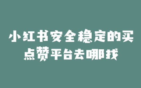 小红书安全稳定的买点赞平台去哪找