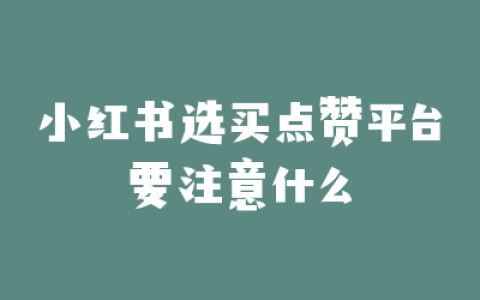 小红书选买点赞平台要注意什么