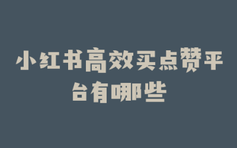 小红书高效买点赞平台有哪些