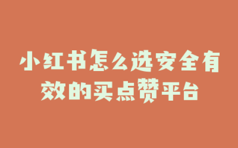 小红书怎么选安全有效的买点赞平台