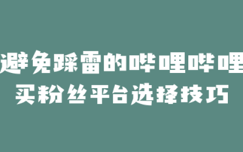 避免踩雷的哔哩哔哩买粉丝平台选择技巧