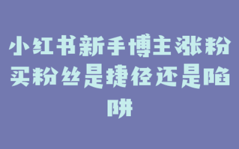 小红书新手博主涨粉买粉丝是捷径还是陷阱