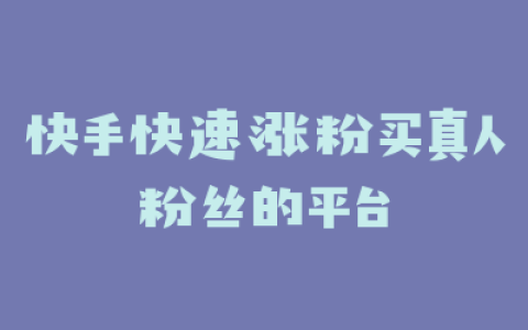 快手快速涨粉买真人粉丝的平台
