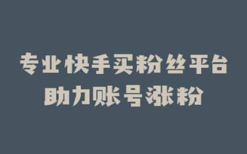 专业快手买粉丝平台助力账号涨粉