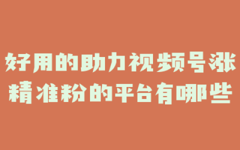好用的助力视频号涨精准粉的平台有哪些