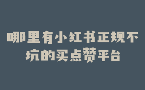 哪里有小红书正规不坑的买点赞平台