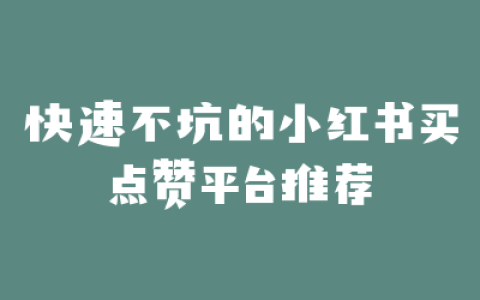快速不坑的小红书买点赞平台推荐