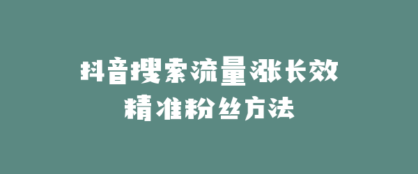 抖音搜索流量涨长效精准粉丝方法