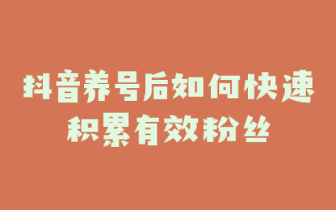 抖音养号后如何快速积累有效粉丝