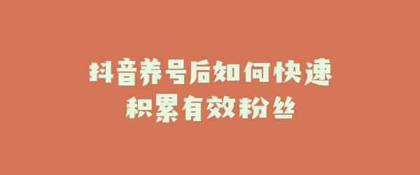 抖音养号后如何快速积累有效粉丝