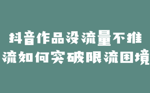 抖音作品没流量不推流如何突破限流困境