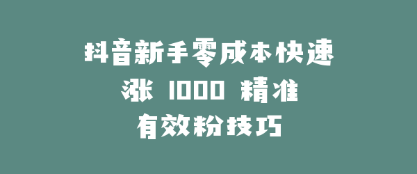 抖音新手零成本快速涨 1000 精准有效粉技巧